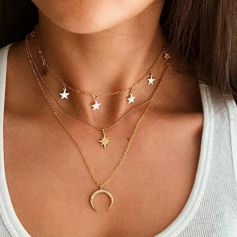 Star Moon Layered Necklace