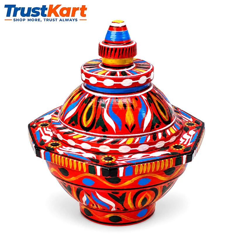 Taxila Stone Flower Colored Kundi with Lid