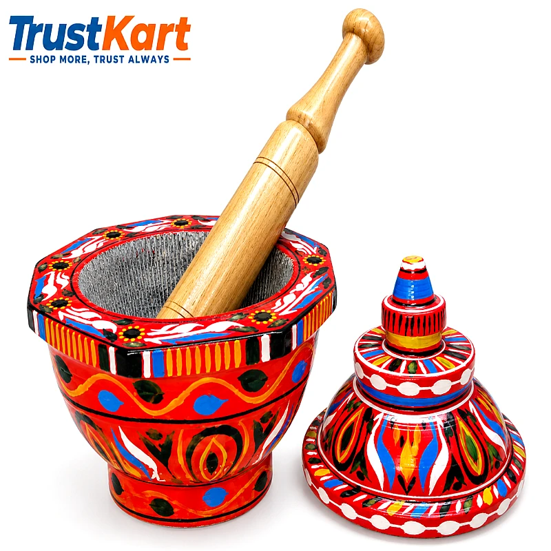 Taxila Stone Flower Colored Kundi with Lid