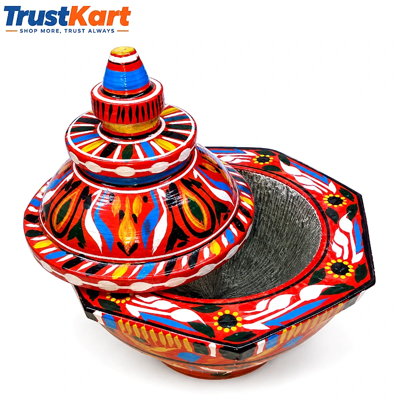Taxila Stone Flower Colored Kundi with Lid