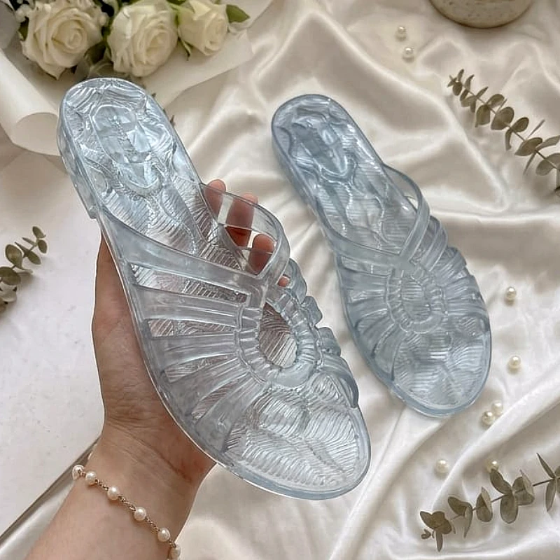Transparent Crystal Jelly Pearl Comfy Slippers