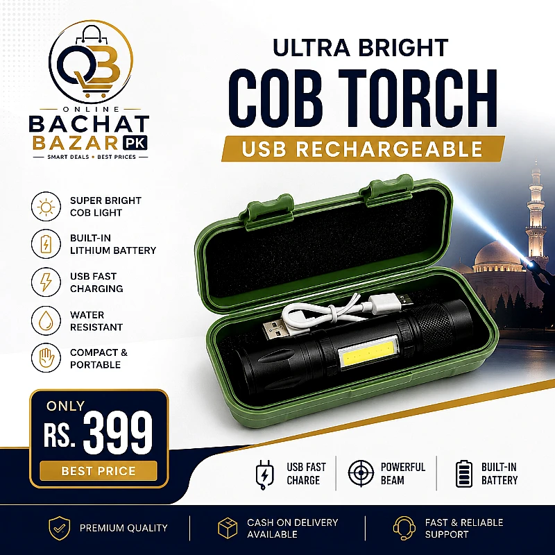 Ultra Bright COB USB Rechargeable Torch - Product Image