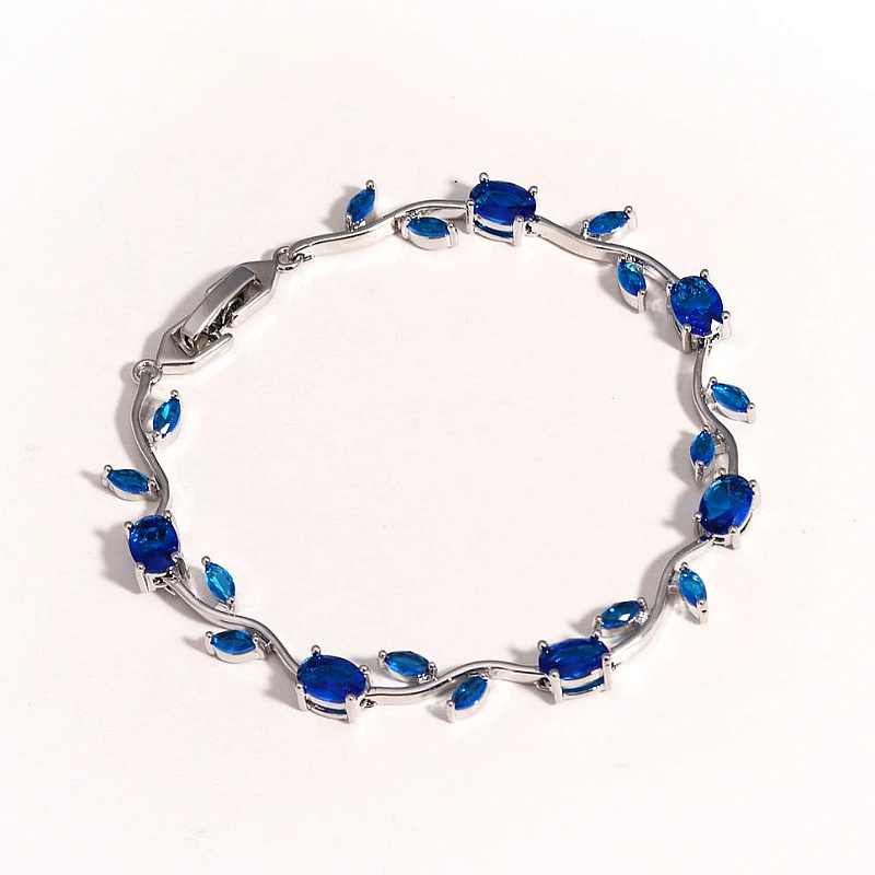 Viral Tulip Navy Diamond Silver Bracelet